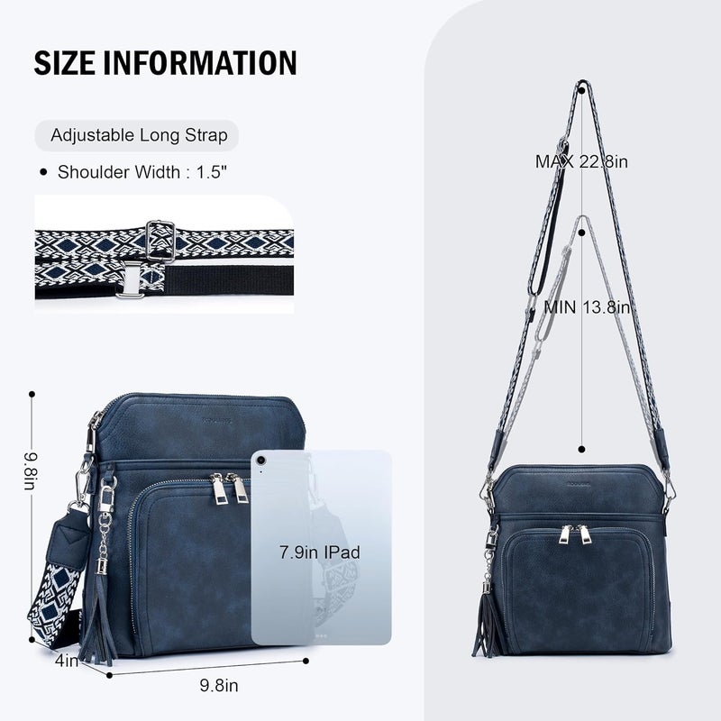 Roulens Crossbody Purse for Women Vegan Leather Medium Crossbody Wallet Bag for Travel Women Shoulder Handbags with Tassel - Image 4